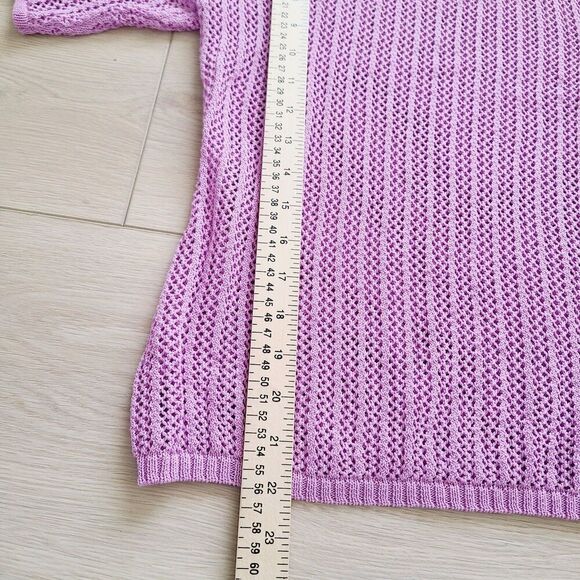 New Free People Beach Crocheted Top M Lavendar Purple Open‎ Knit Pullover - Picture 10 of 10